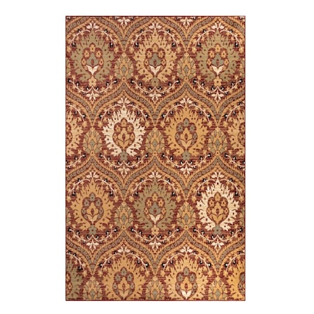 Palacedesigns 5 x 8 ft. Floral Stain Resistant Rectangle Area Rug - Red - Olive & Gold PA3105802